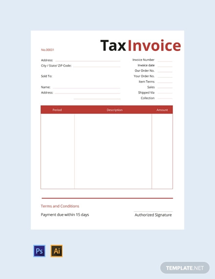 Tax Invoice Template - 23+ Word, Excel, PDF Format Download