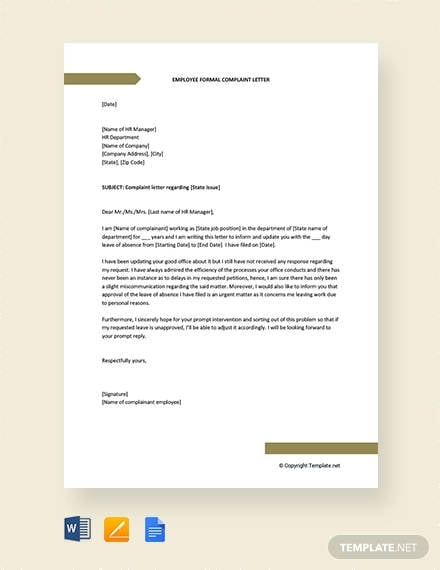free-employee-formal-complaint-letter