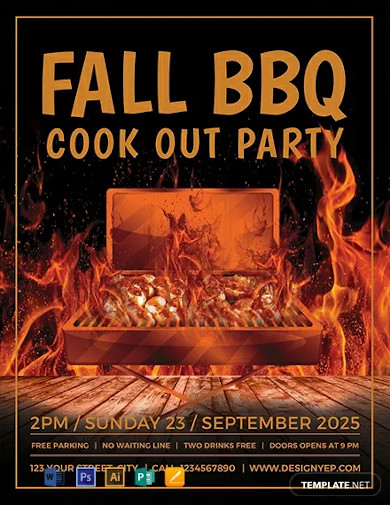 free-fall-bbq-party-flyer-template