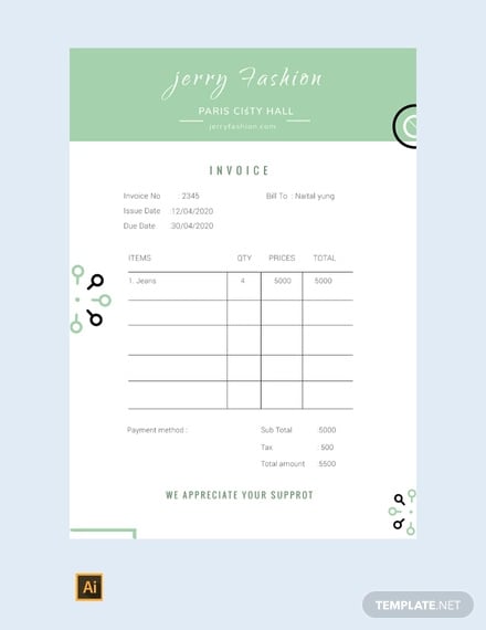 free fashion store invoice template