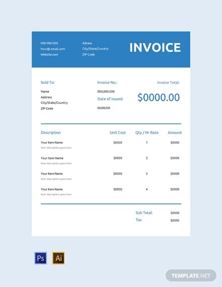 free generic commercial invoice template
