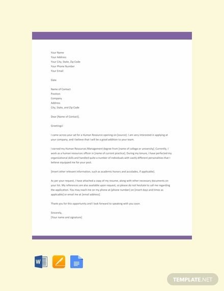 free hr resume cover letter template 440x570