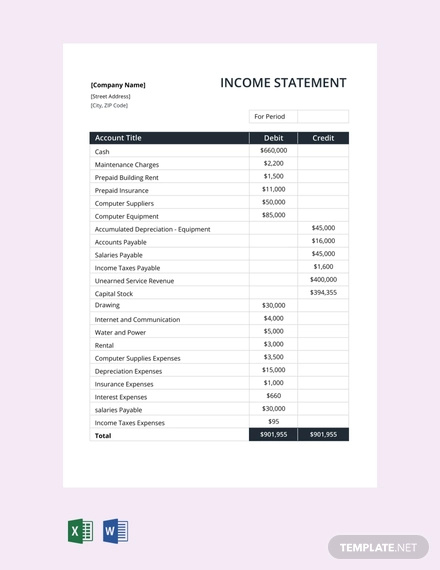 free income statement template