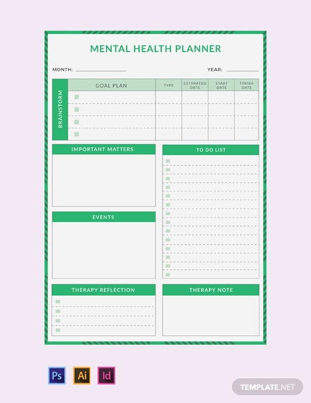 free mental health planner template