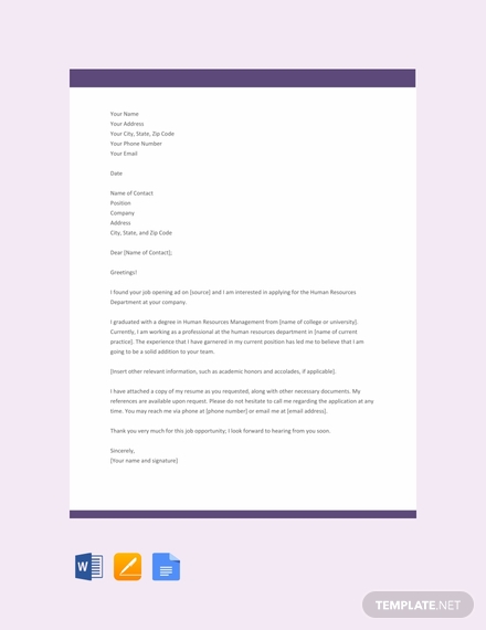 free professional hr resume cover letter template 440x570