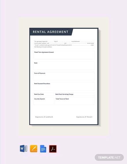 free rental lease agreement template