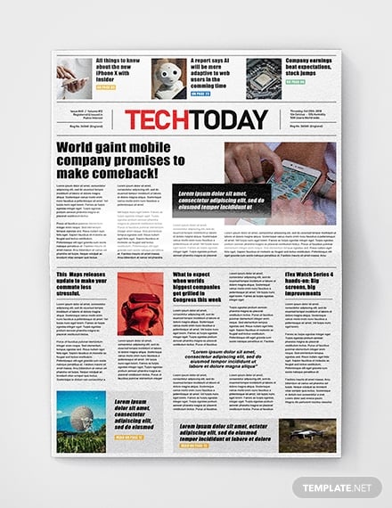 free technology newspaper template