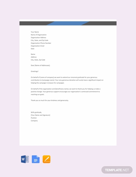 free thank you letter for donation template 440x570