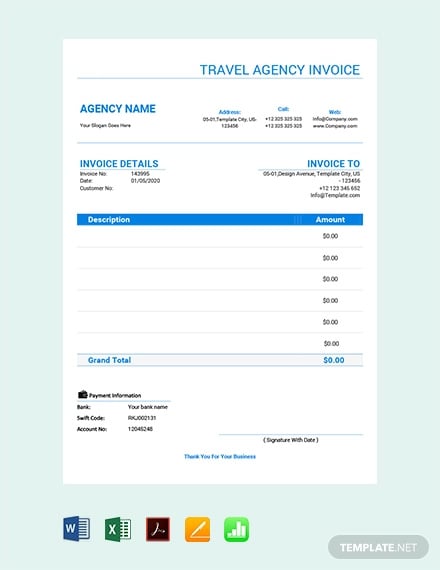 free travel agency invoice template