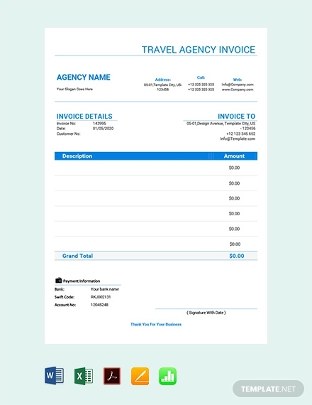 19 Travel Invoice Templates PDF Docs Excel Free 