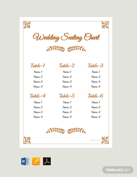 free wedding reception seating chart template 440x570