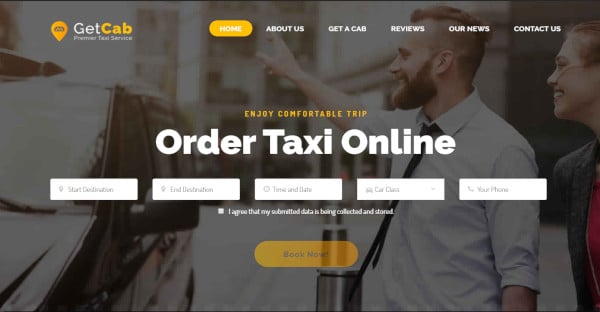 getcab online taxi theme from wordpress