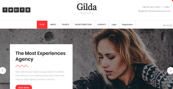 gilda responsive fashion model agency wordpress theme