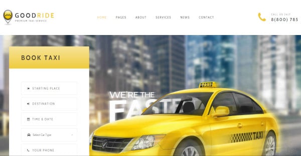 good ride wordpress theme for taxi