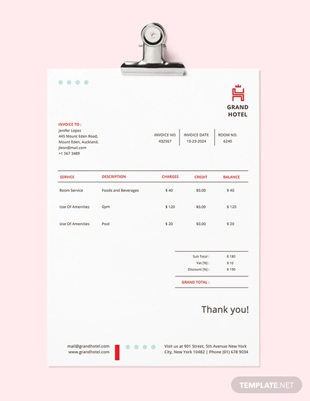 Hotel Invoice Template - 20+ Word, Excel, PDF Format Download