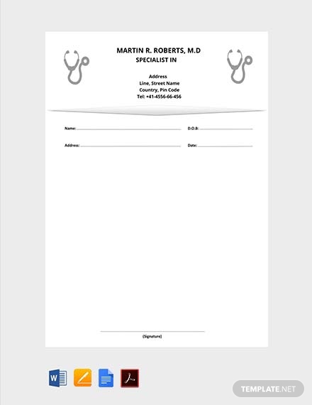 10  Medical Prescription Templates PDF MS Word Doc Excel Numbers