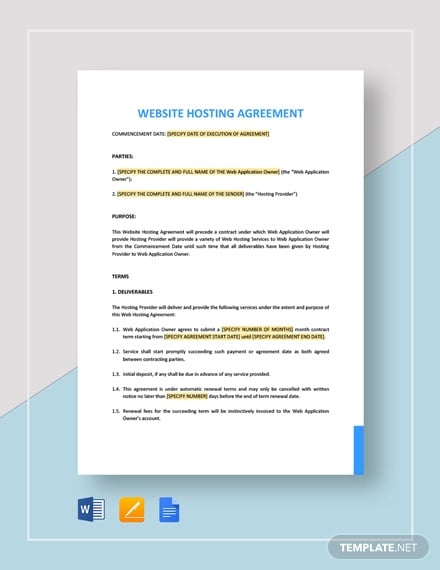 16 Hosting Agreement Templates Free Word Pdf Format Download Images, Photos, Reviews