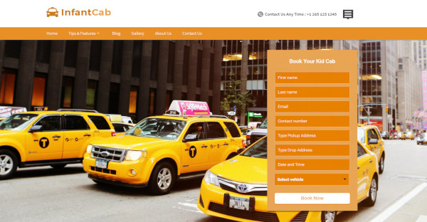 infant cab theme for kids cab service from wordpress