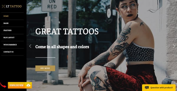 lt tattoo – customized typography wordpress theme