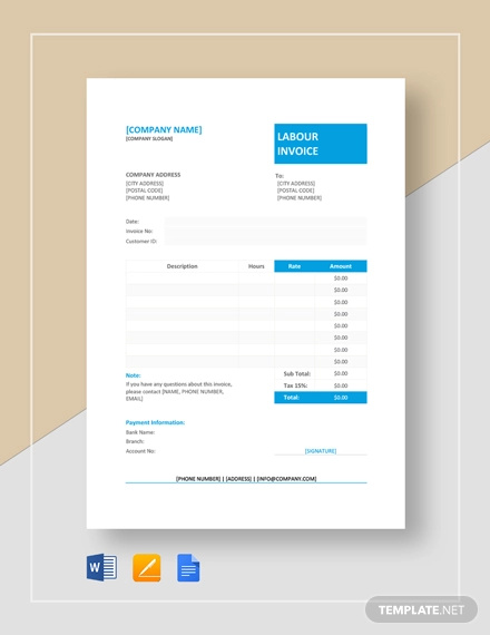 5+ Labour Invoice Templates - PDF, Word