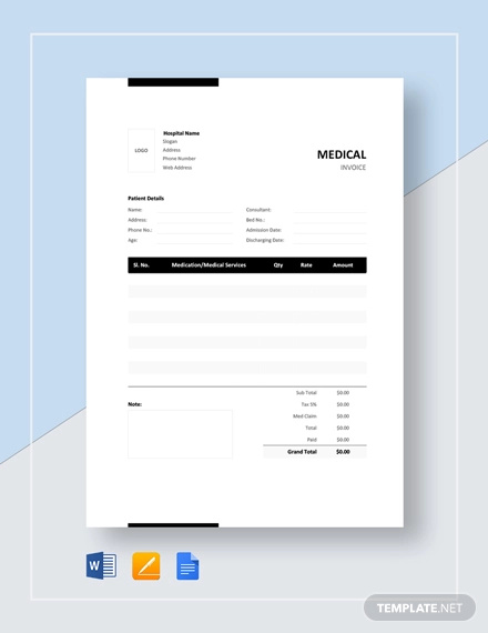 medical bill format template