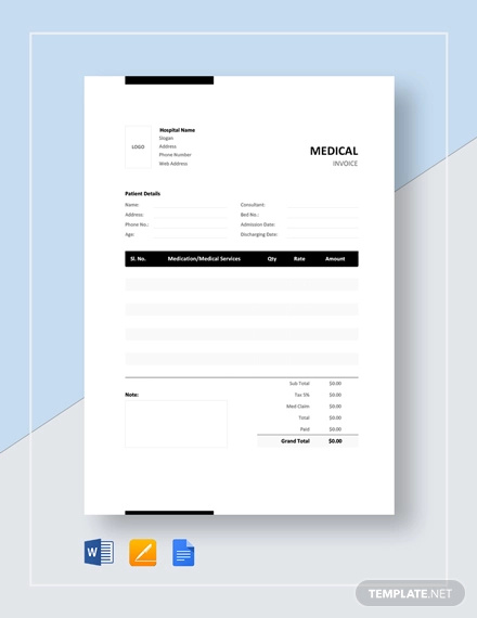 12 medical invoice template free word excel pdf format download free premium templates