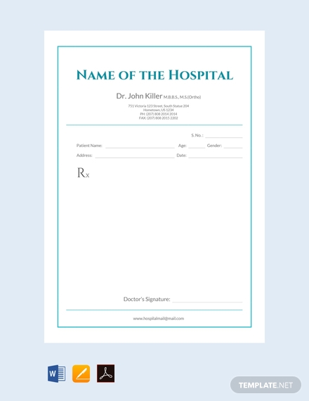 medical prescription format