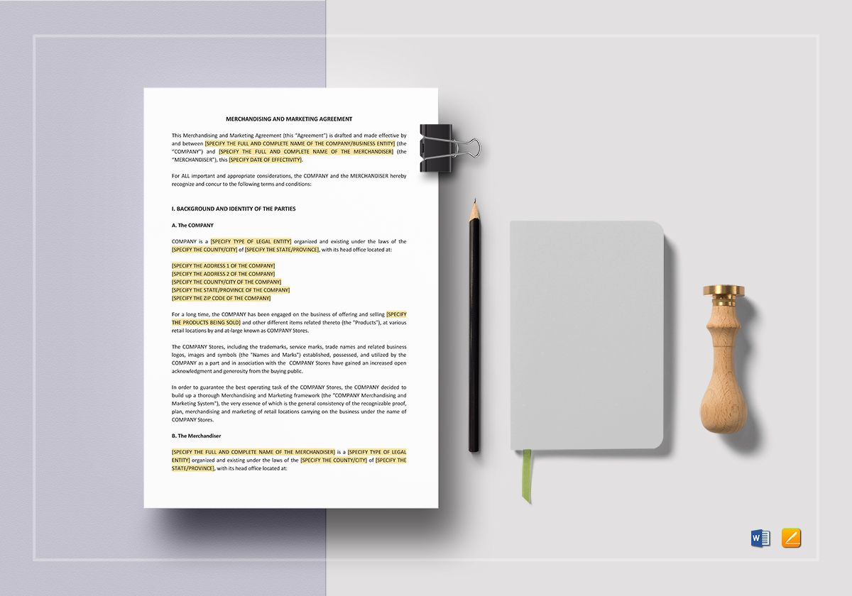 merchandising and marketing agreement template