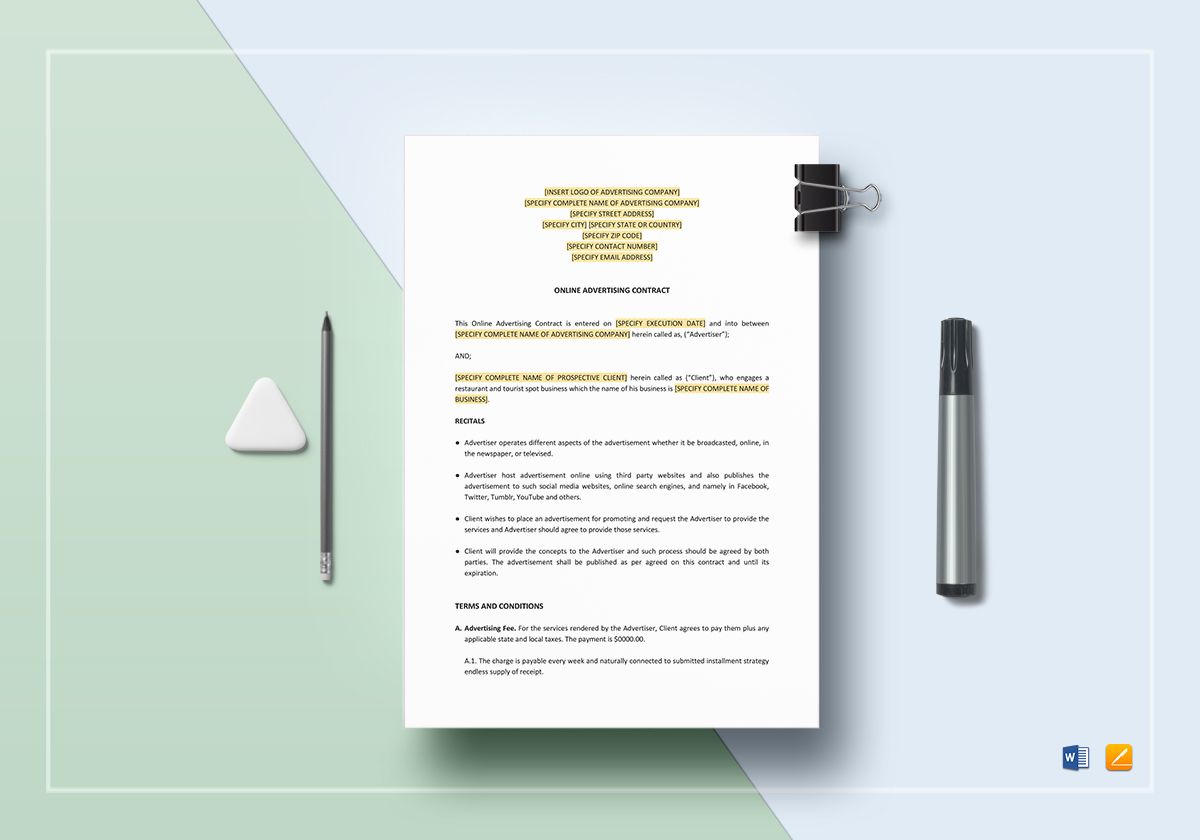 online advertising contract template