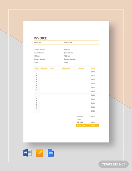 painters invoice sample