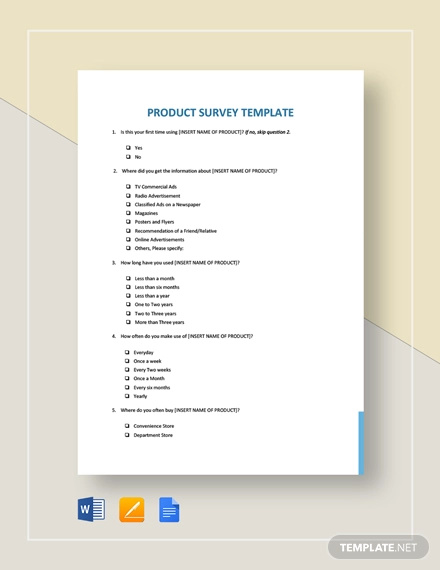 product survey template