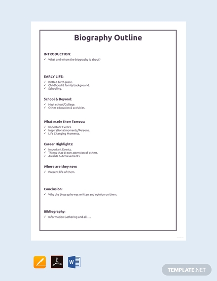 professional biography outline template