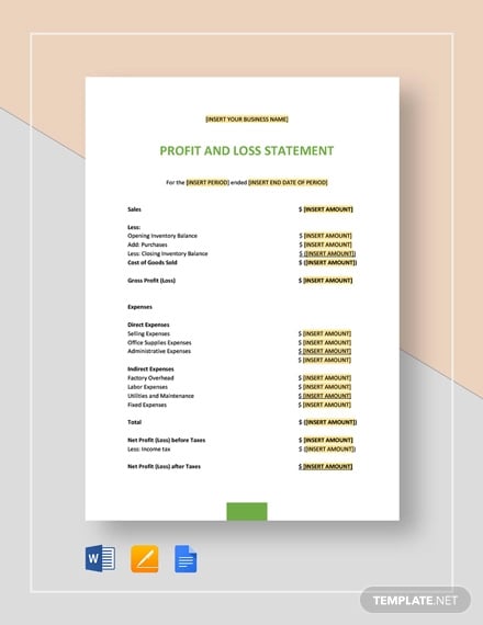 Sample Profit And Loss Statement Template from images.template.net