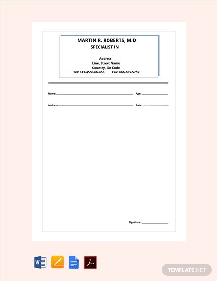 rmp doctors prescription template