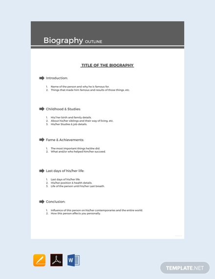 sample biography outline template