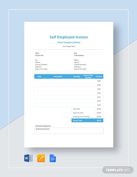 Self Employed Invoice Template 12 Free Word Excel Pdf Documents Download Free Premium Templates