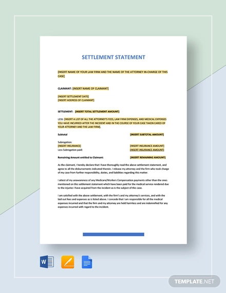 settlement statement template