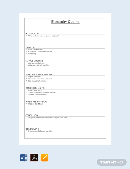 short biography outline template