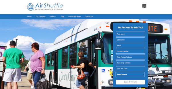 shuttle ride wordpress theme for pickup and drop off service 
