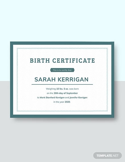 simple basic birth certificate example