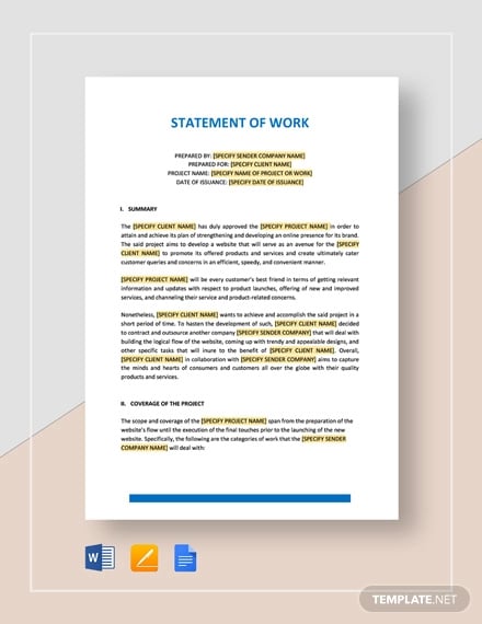 Statement Of Work Template 13 Free Pdf Word Excel Documents Download Free Premium Templates