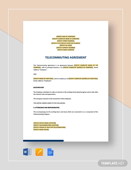 telecommuting agreement template