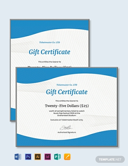 ticket master gift certificate design