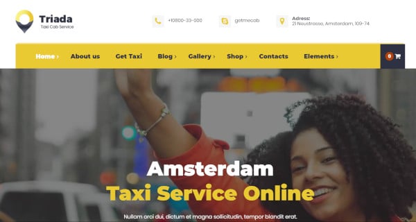 triada wordpress theme for taxi cabs