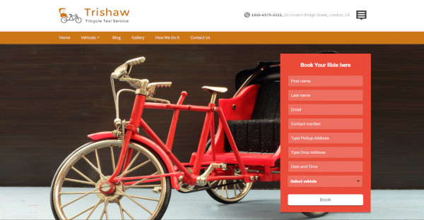 trishaw theme for cab service from wordpress