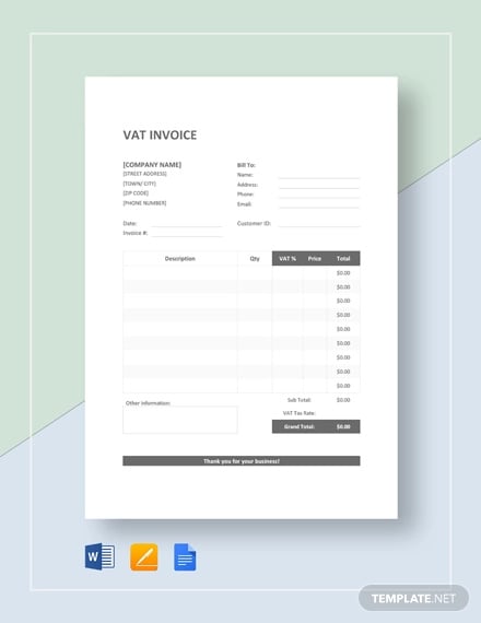 Vat Invoice 9 Free Pdf Word Documents Download Free Premium Templates