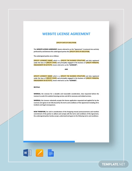 website license agreement template