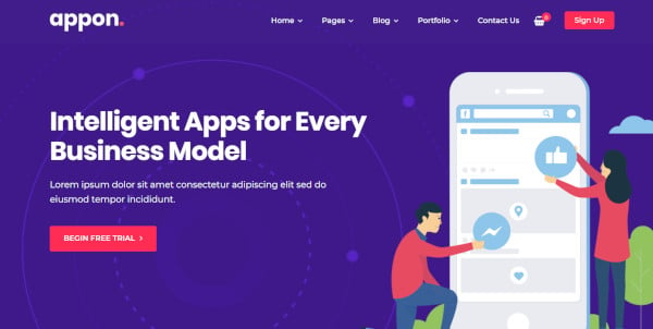 appon – tech startup wordpress theme