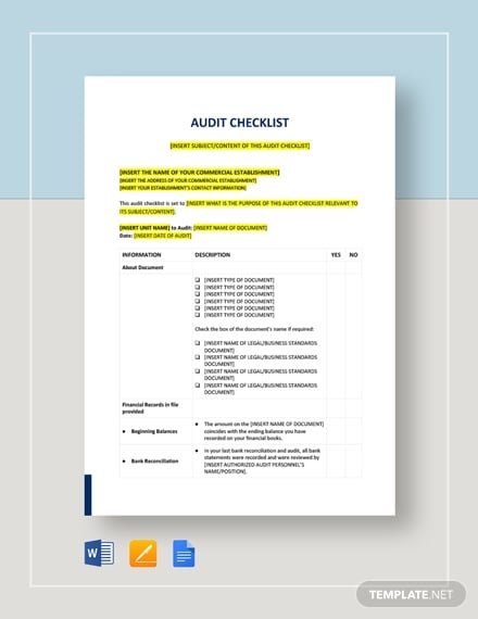 audit checklist
