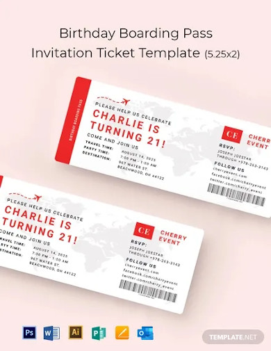birthday boarding pass invitation ticket template